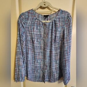 TALBOTS Women's Longsleeve Buttondown Semi-Sheer Blouse | Top. Size Small.